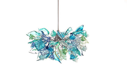 Pendant Lighting for kitchen island with sea color flowers and leaves.