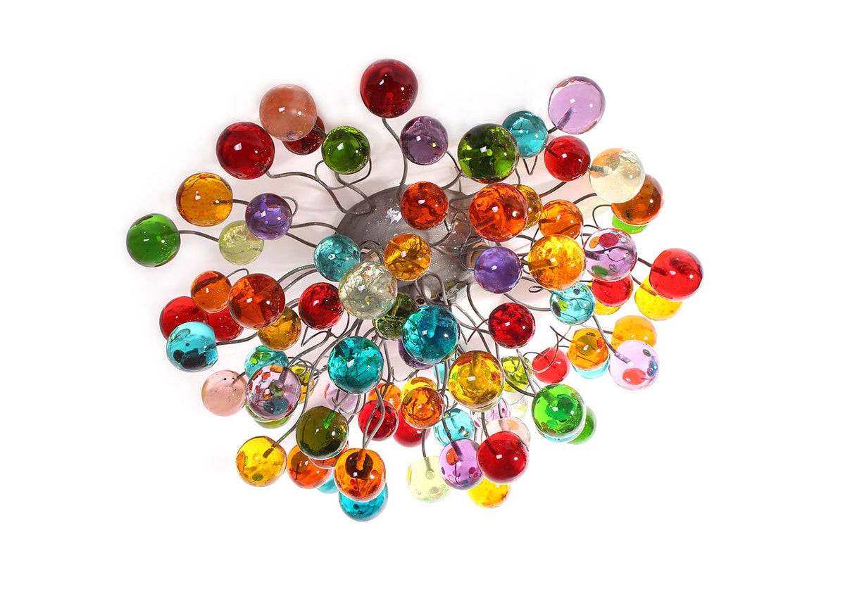 Modern Flush Mount Ceiling Light: Multicolored Resin Bubbles