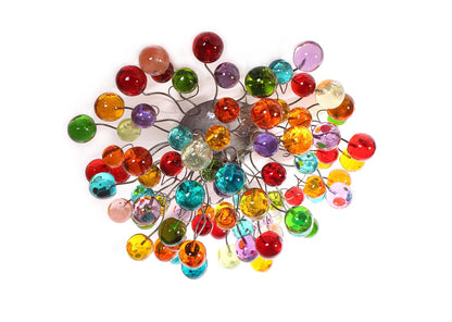 Modern Flush Mount Ceiling Light: Multicolored Resin Bubbles