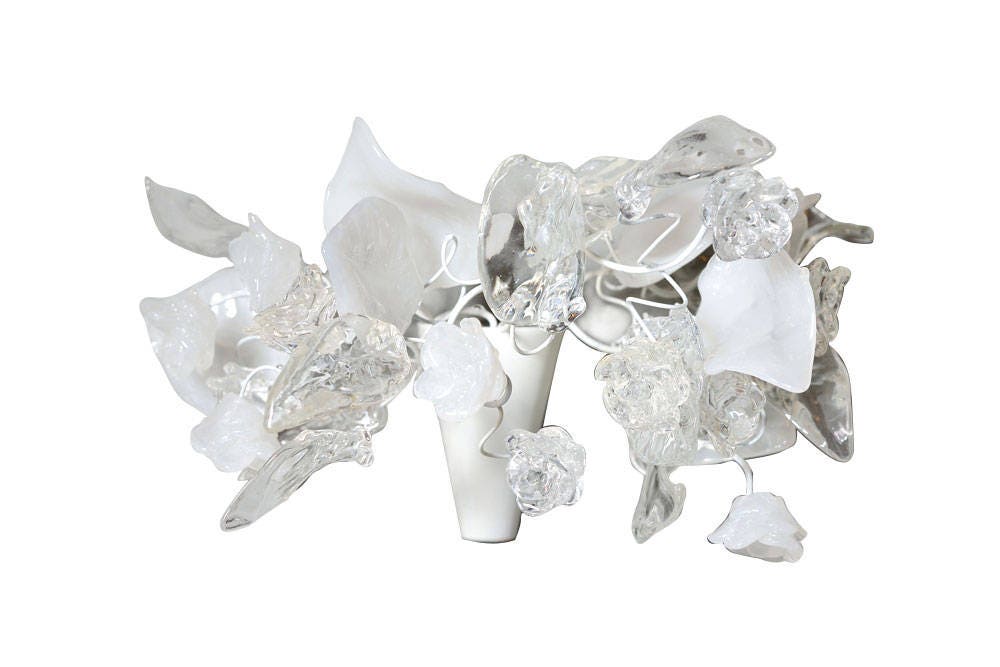 Resin Flower Bouquet Wall Sconce - White & Clear Bedroom Lighting