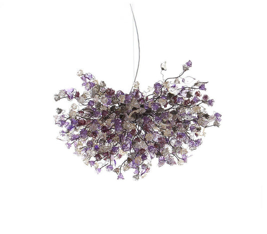 Flowers Hanging chandeliers with violet, gray and clear flowers for Dining Room