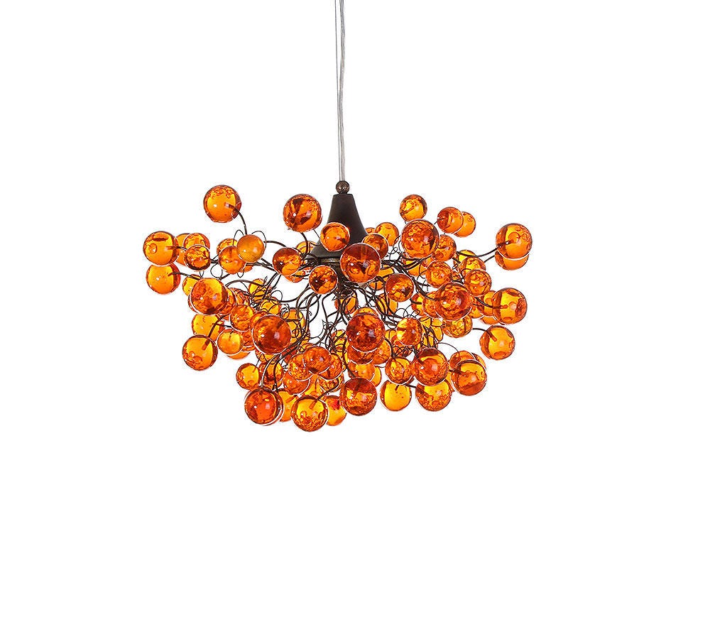 Orange Ceiling Light, elegant and unique chandelier with different size of bubbles for children room or dining room.