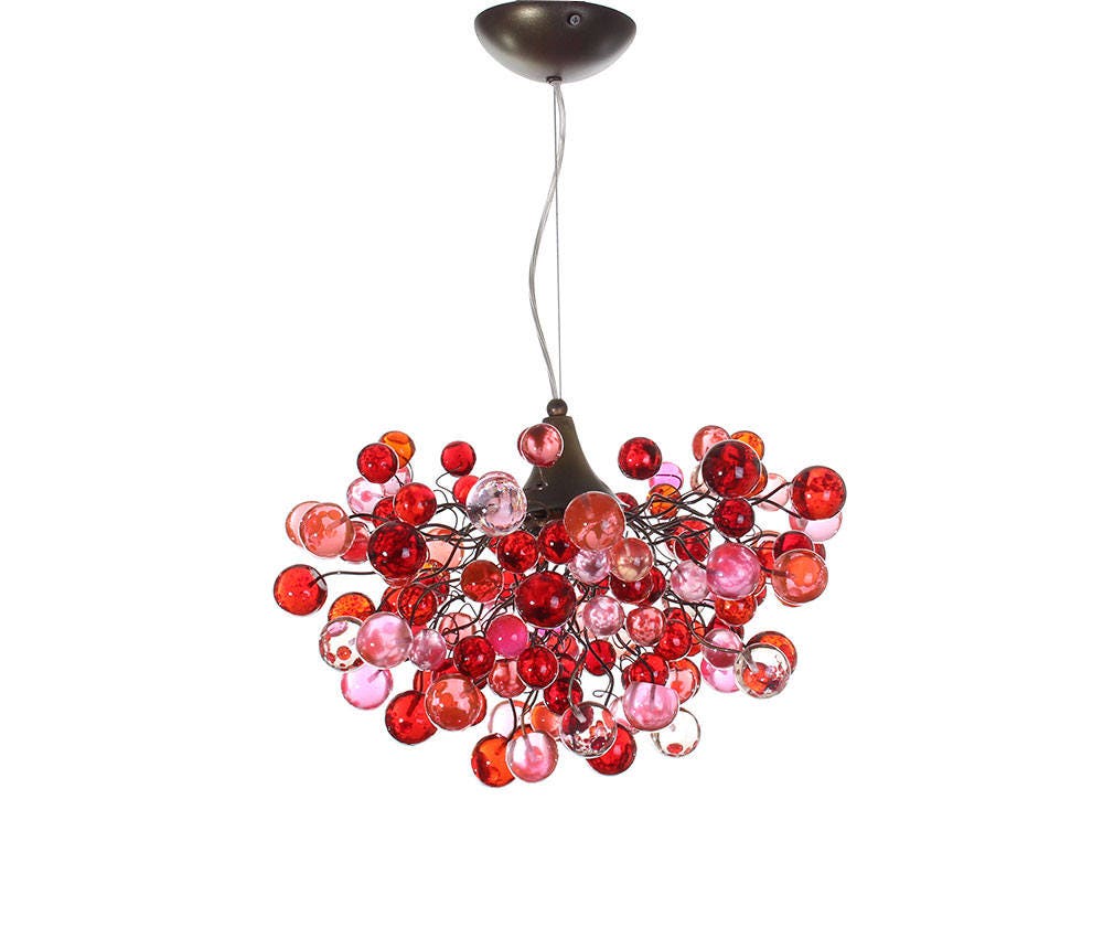 Bubbles light fixtures, red and pink bubbles hanging lamp for children room or dining room.