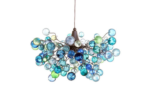 Lighting Chandelier with sea colored bubbles, for children room or dining room.