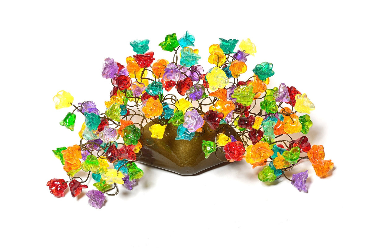 Resin Flower Wall Sconce: Colorful Handmade Up Light