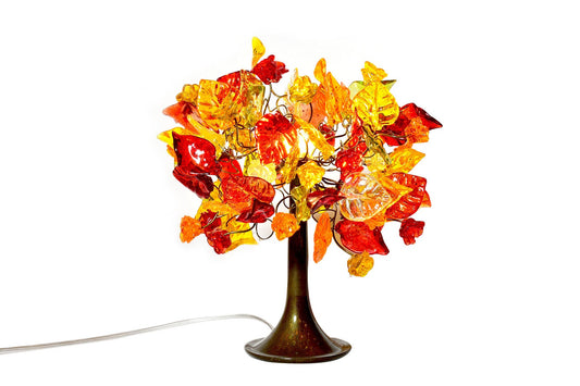 Table lamp, warm colors bedside table lamp, flowers and leaves desk lamp