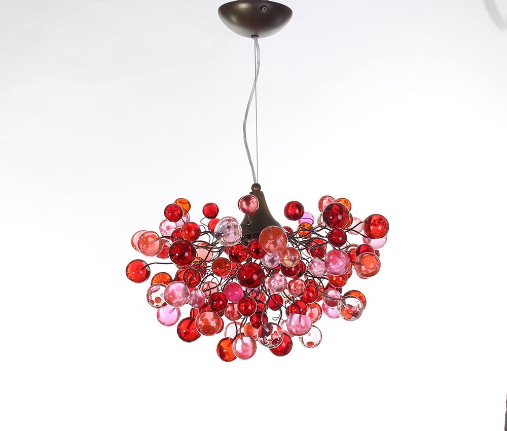 Bubbles light fixtures, red and pink bubbles hanging lamp for children room or dining room.