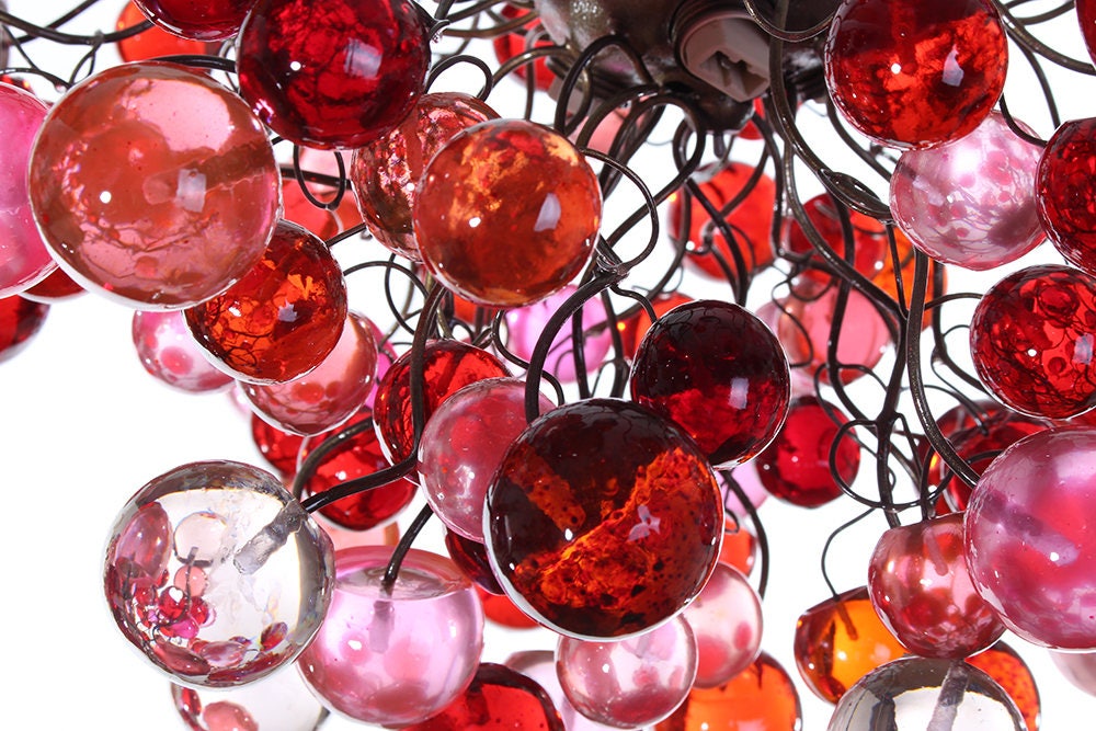 Bubbles light fixtures, red and pink bubbles hanging lamp for children room or dining room.