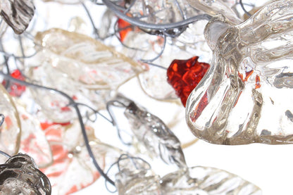Unique Chandeliers Lighting, Modern chandelier with clear gray and red flowers and leaves for Dining Room, bedroom or living room.