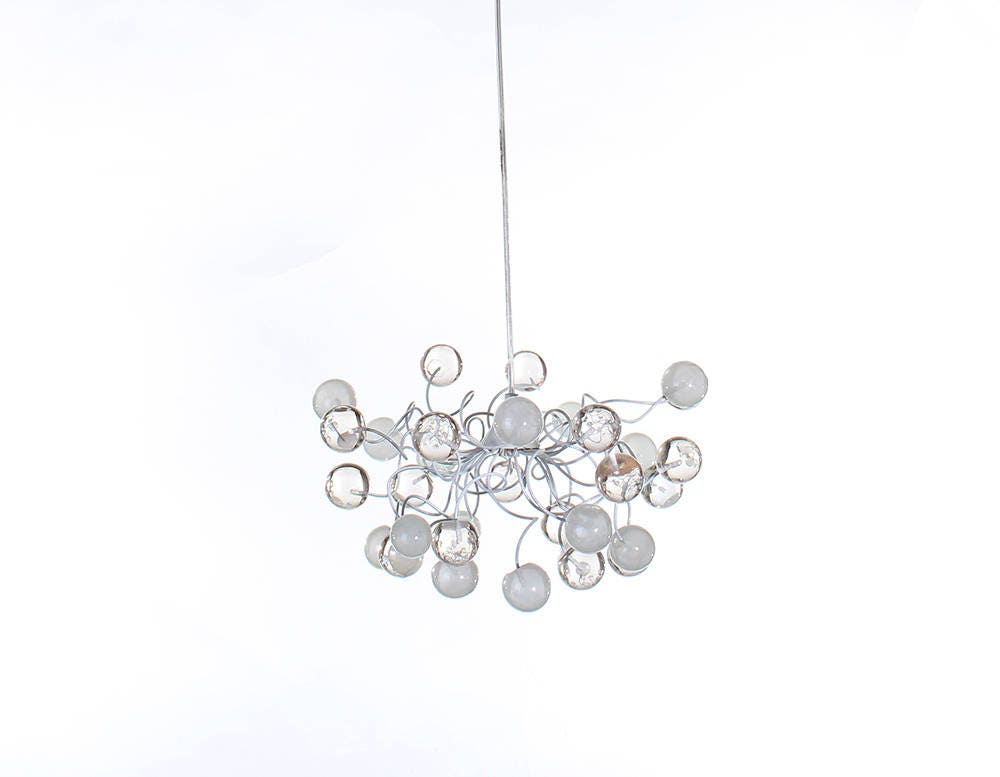 Ceiling Pendant light with white and clear transparent bubbles for girls or boy bedroom .