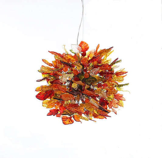 Hanging chandeliers with warm color leaves and flowers, lamp for Dining Room or living room