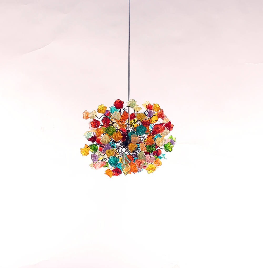 Hanging Pendant lighting with Colorful roses flowers for children room, or as a bedside light.