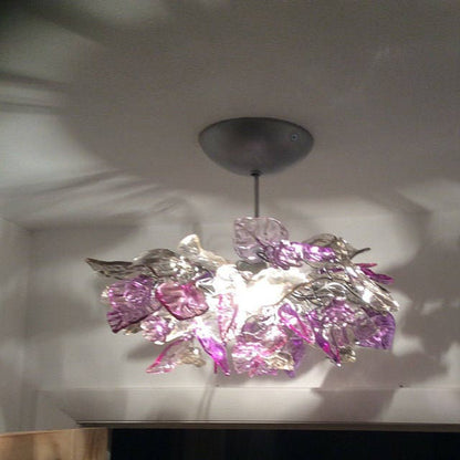 Purple Flower Pendant Light: Handmade Resin Floral Chandelier