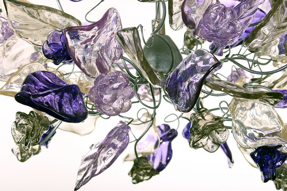 Purple Flower Pendant Light: Handmade Resin Floral Chandelier