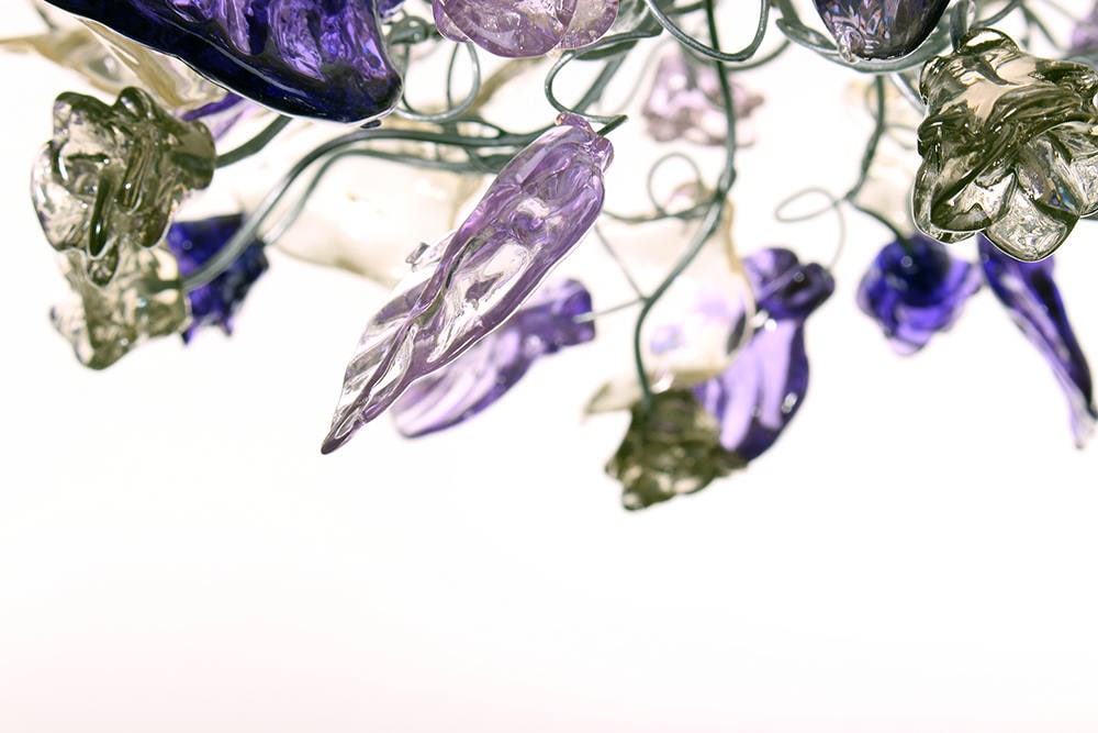 Purple Flower Pendant Light: Handmade Resin Floral Chandelier