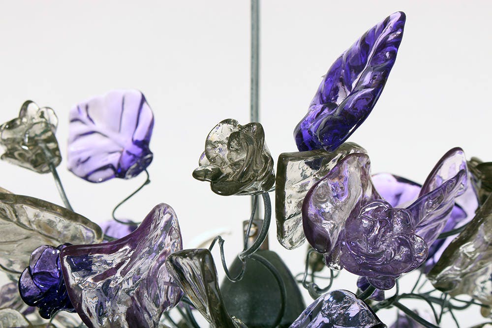 Purple Flower Pendant Light: Handmade Resin Floral Chandelier