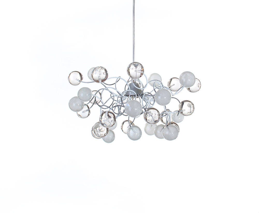 Ceiling Pendant light, island lighting with bubbles white and clear transparent bubbles