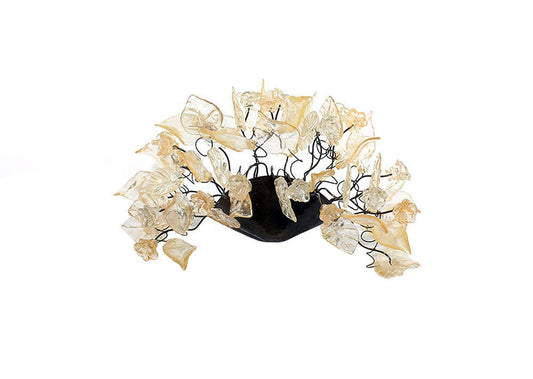 Clear Gold Leaf Flower Wall Sconce: Resin Accent Lighting 12-14 Inch