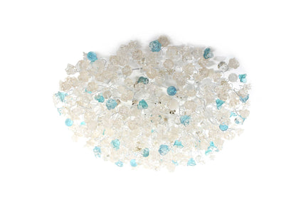 Flush mount ceiling light - clear and turquoise flowers, elegant ceiling mount light for kitchen, living room or Dining Room.