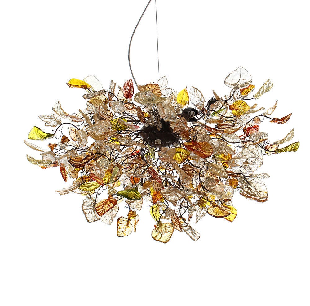 Large Hanging chandeliers with Champagne color flowers and leaves for Dining Room