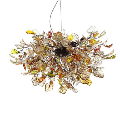 Large Hanging chandeliers with Champagne color flowers and leaves for Dining Room
