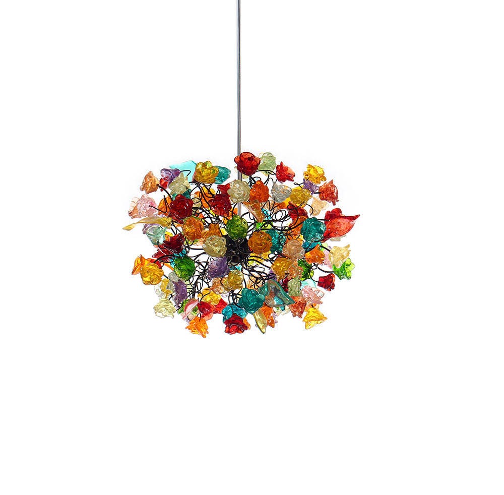 Hanging Pendant lighting with Colorful roses flowers for children room, or as a bedside light.