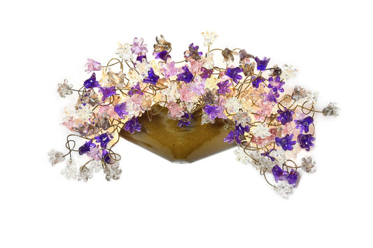 Handmade Resin Flower Wall Sconce: Gray & Purple Whimsical Lighting