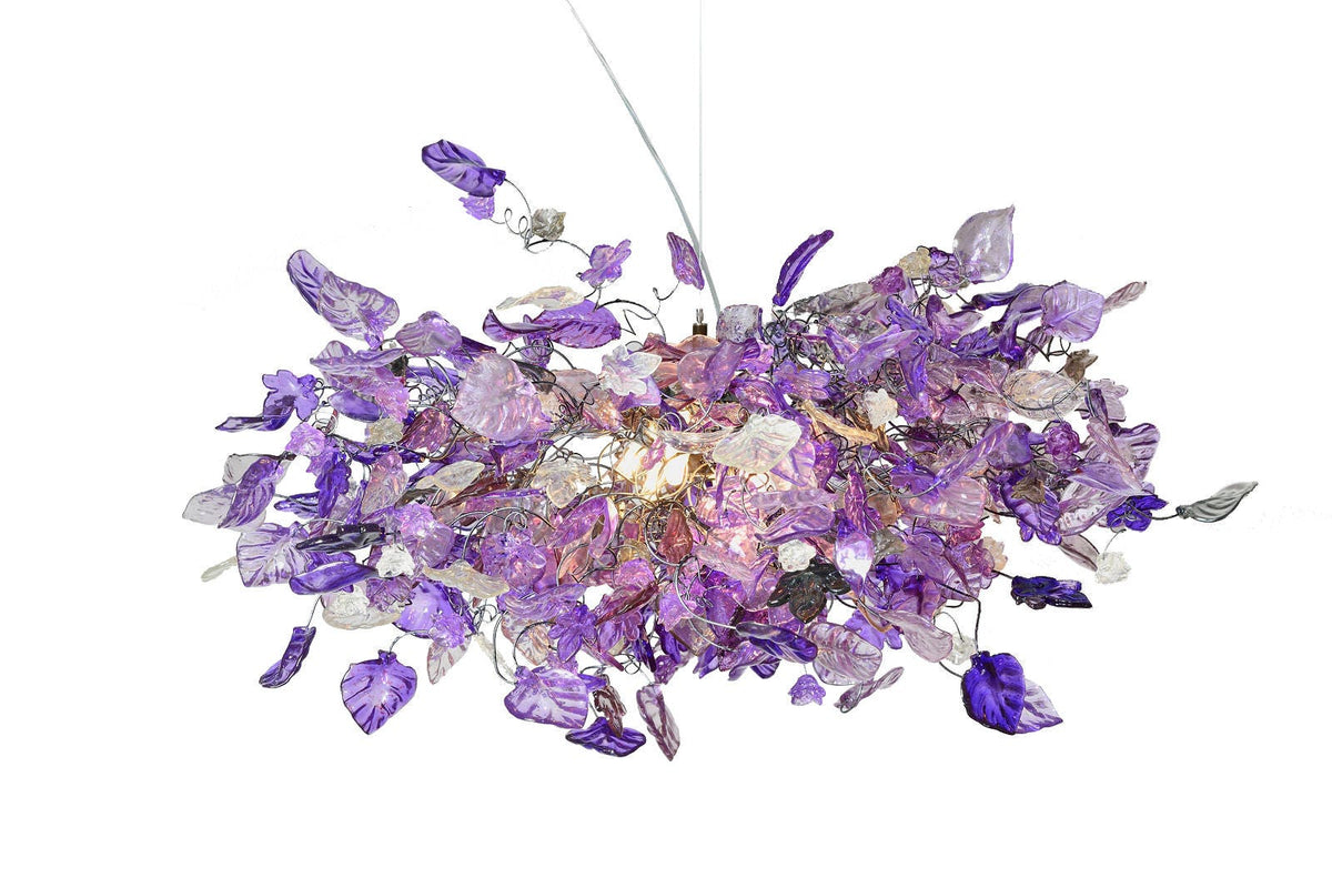 Violet Flower Chandelier: Large Resin Floral Hanging Light