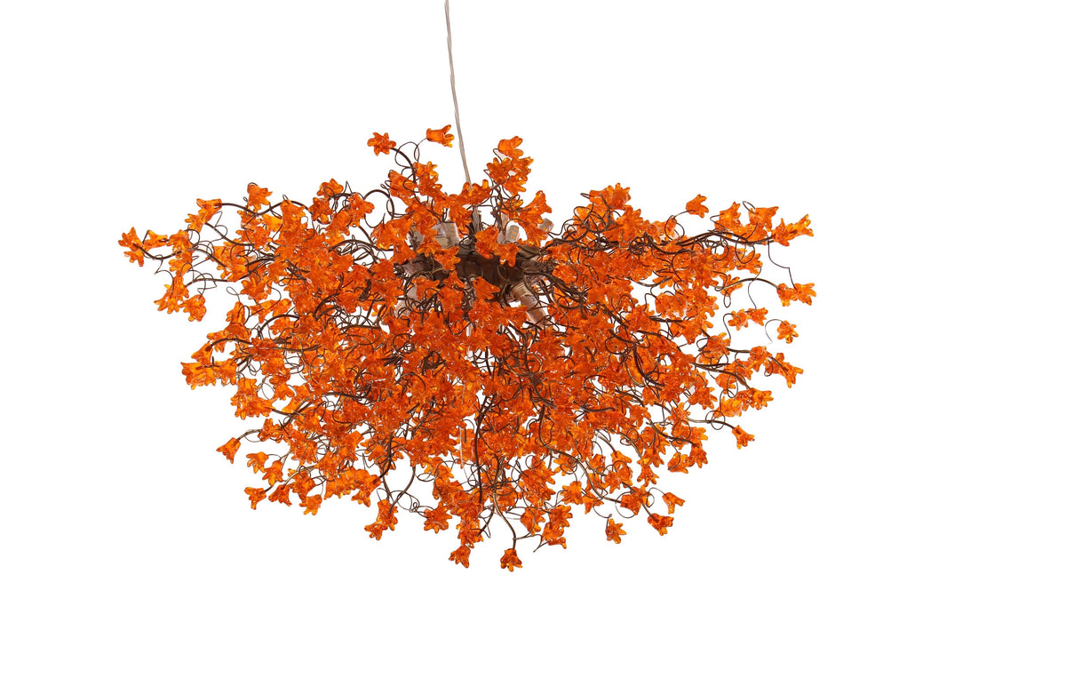 Orange Dining Room Lighting, Hanging Chandeliers with Orange jumping flowers