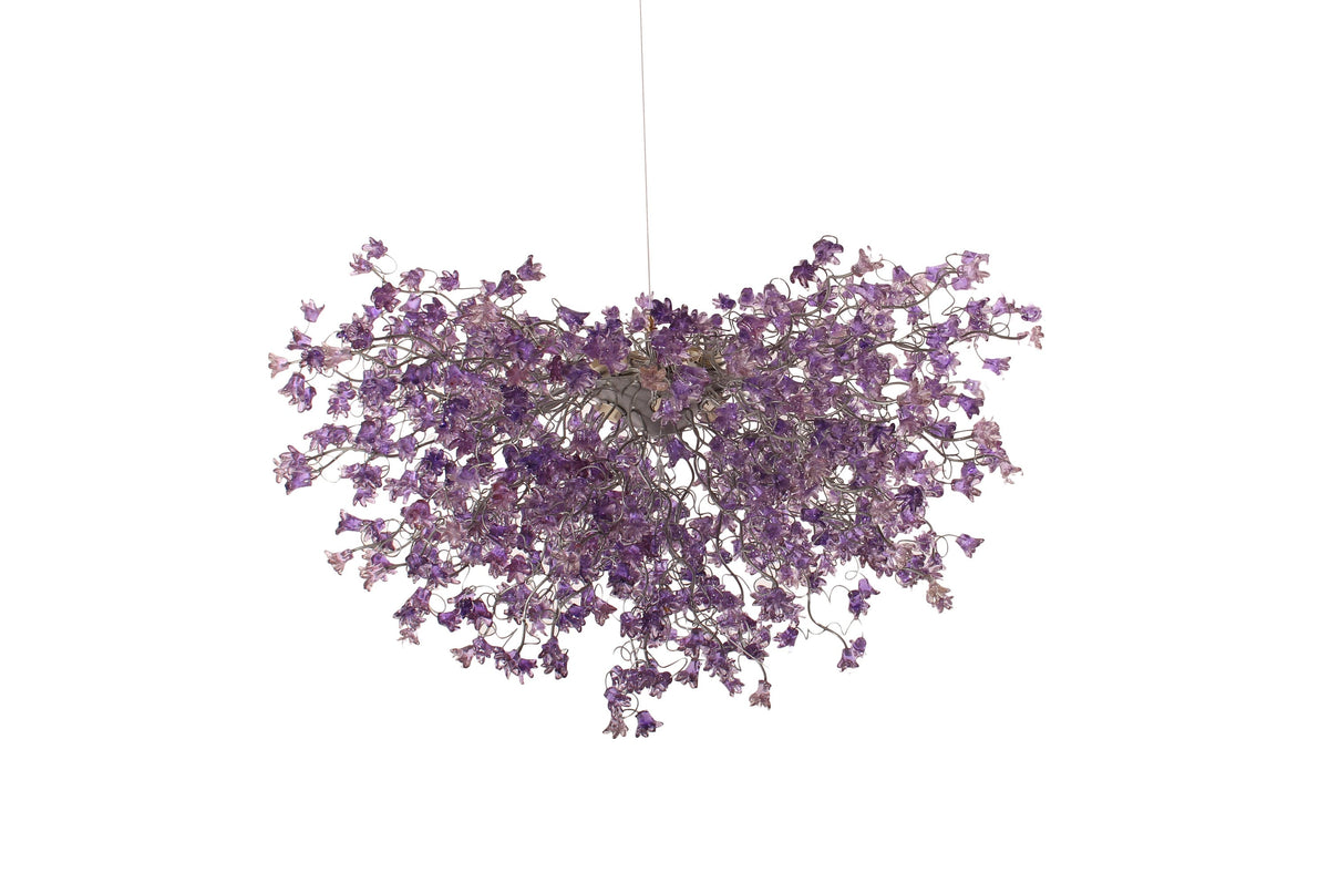 Dining Room Lighting, Modern Hanging Chandeliers with Purple jumping flowers.