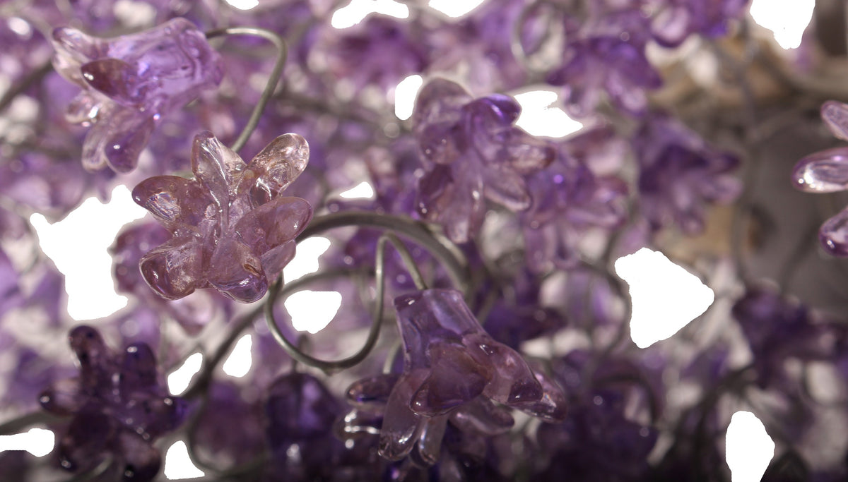 Dining Room Lighting, Modern Hanging Chandeliers with Purple jumping flowers.