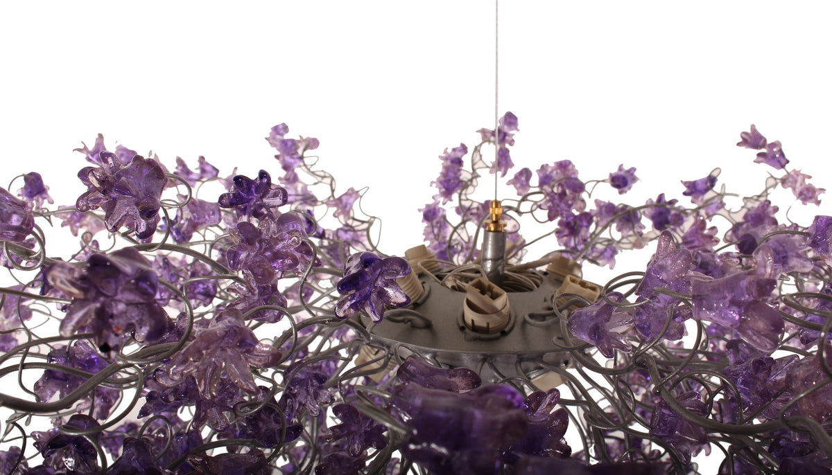 Dining Room Lighting, Modern Hanging Chandeliers with Purple jumping flowers.