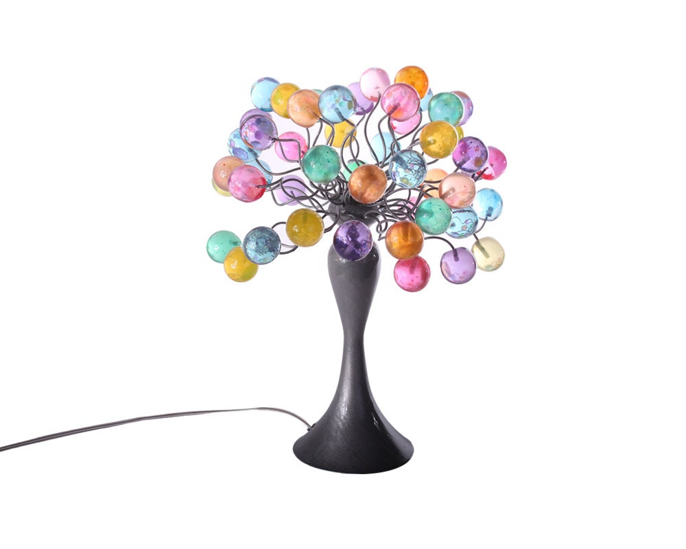 Modern bedside Lamp with pastel color bubbles.