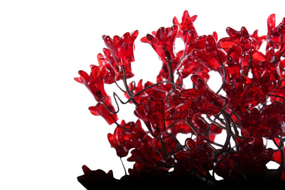 Red Table lamp, bedside lamp with Red jumping flowers and metal wires, romantic and special desk lamp for her- valentine day