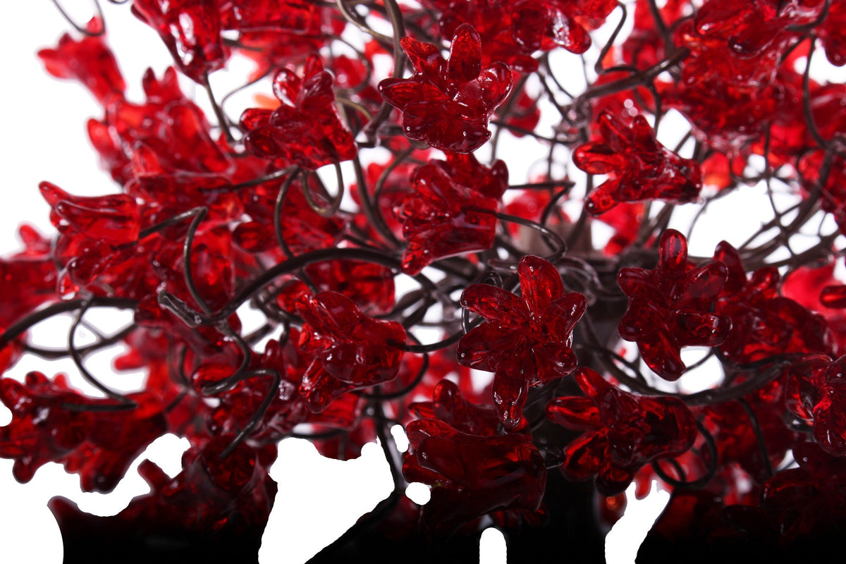 Red Table lamp, bedside lamp with Red jumping flowers and metal wires, romantic and special desk lamp for her- valentine day