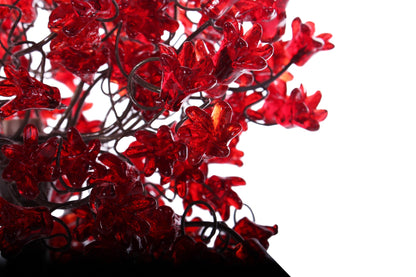 Red Table lamp, bedside lamp with Red jumping flowers and metal wires, romantic and special desk lamp for her- valentine day
