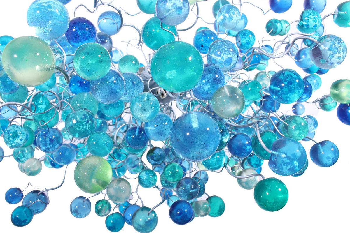 Cobalt blue Hanging chandeliers. light fixture with blue bubbles for Dining Room