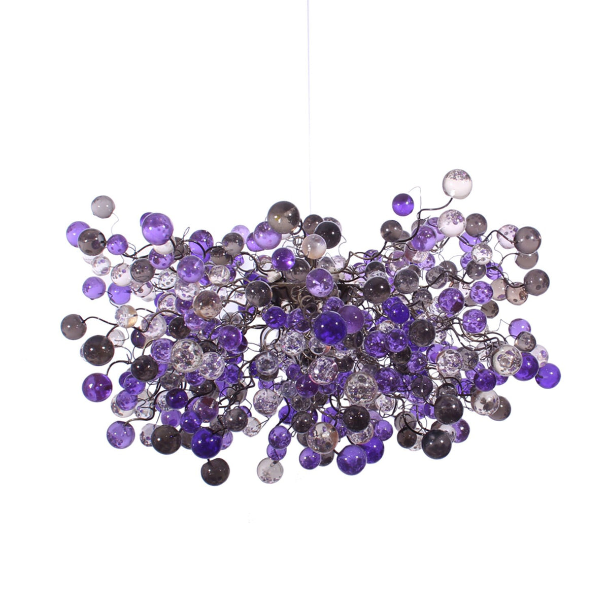 Hanging Chandeliers with purple, gray and clear bubbles lighting for Dining Room
