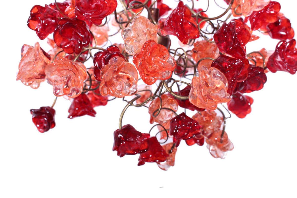 Red and pink roses pendant light for hall, children room, bedroom, as a kitchen island lighting.
