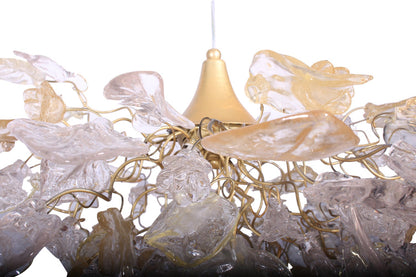 Gold hanging Chandeliers with flowers and leaves for living room, dining room