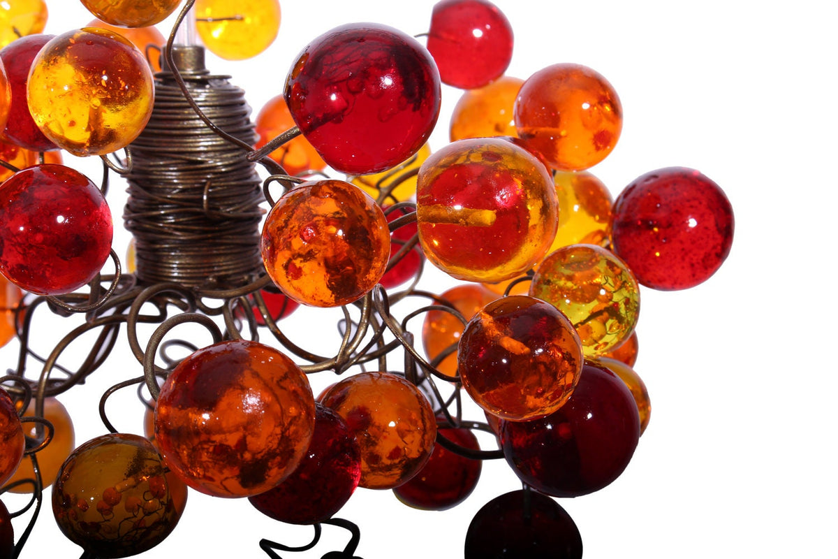 Bubbles Lighting, Ceiling Pendant light with orange and red wine bubbles.