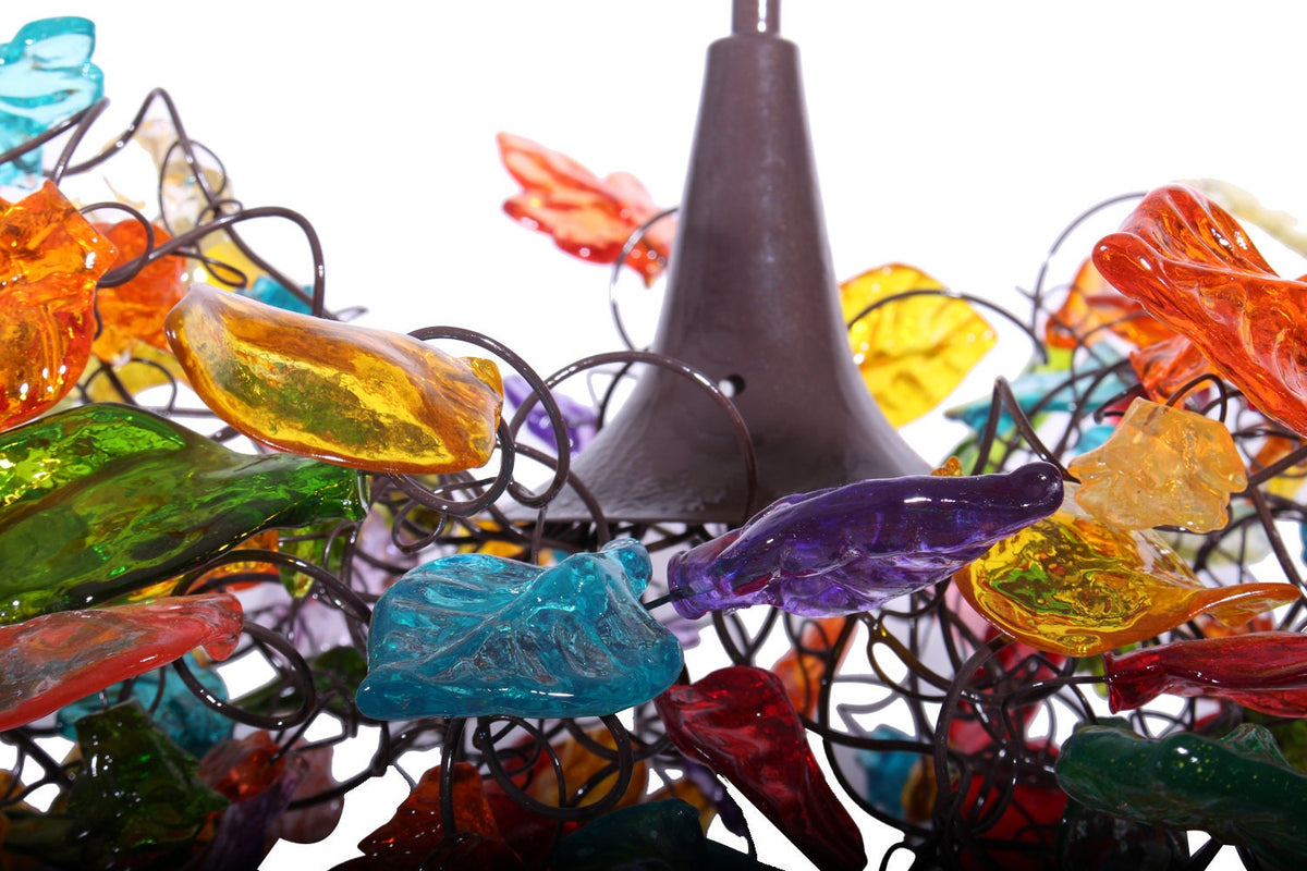 Resin Flower Leaf Chandelier, Multicolored Bedroom Lighting