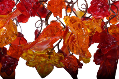 Warm Orange Floral & Leaves Resin Chandelier: Elegant Dining Room Lighting Decor