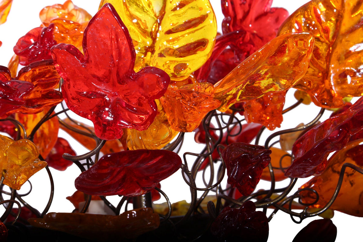 Warm Orange Floral & Leaves Resin Chandelier: Elegant Dining Room Lighting Decor