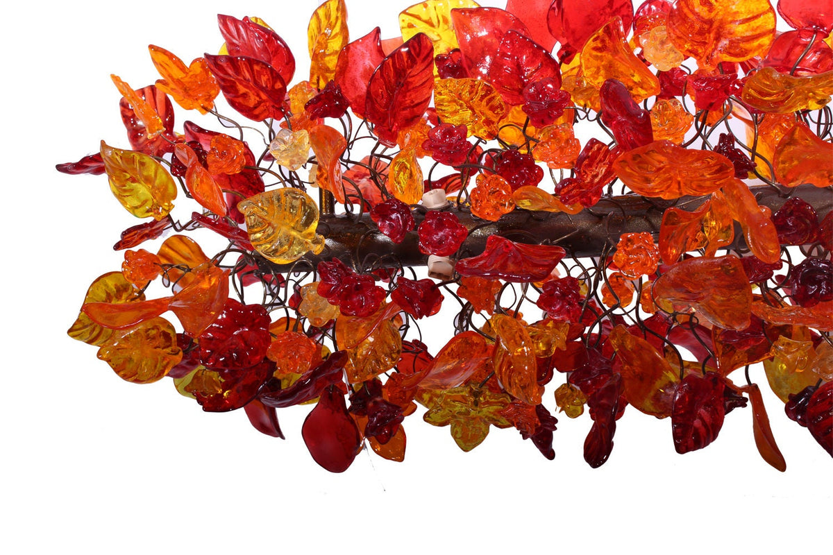 Warm Orange Floral & Leaves Resin Chandelier: Elegant Dining Room Lighting Decor
