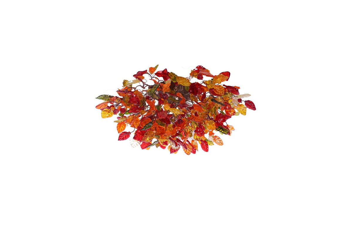 30" Large Flush Mount Light: Warm Floral Resin Flowers Leaves Bronze G9 LED