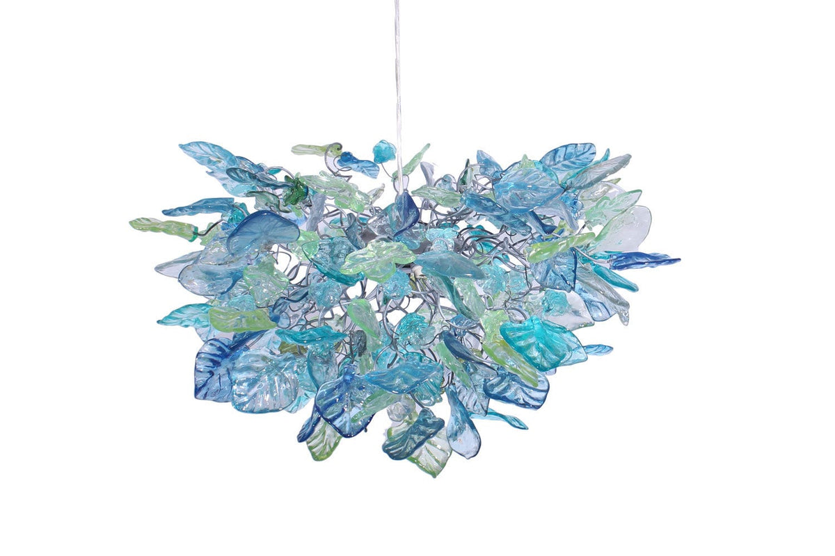 Unique lighting with Sea color flowers & leaves for Dining Room
