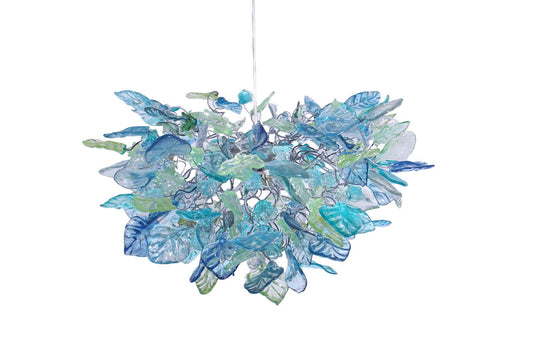 Unique chandelier lighting with Sea color flowers & leaves for Dining Room