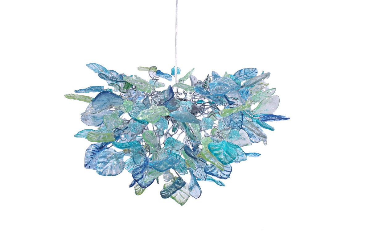 Unique lighting with Sea color flowers & leaves for Dining Room
