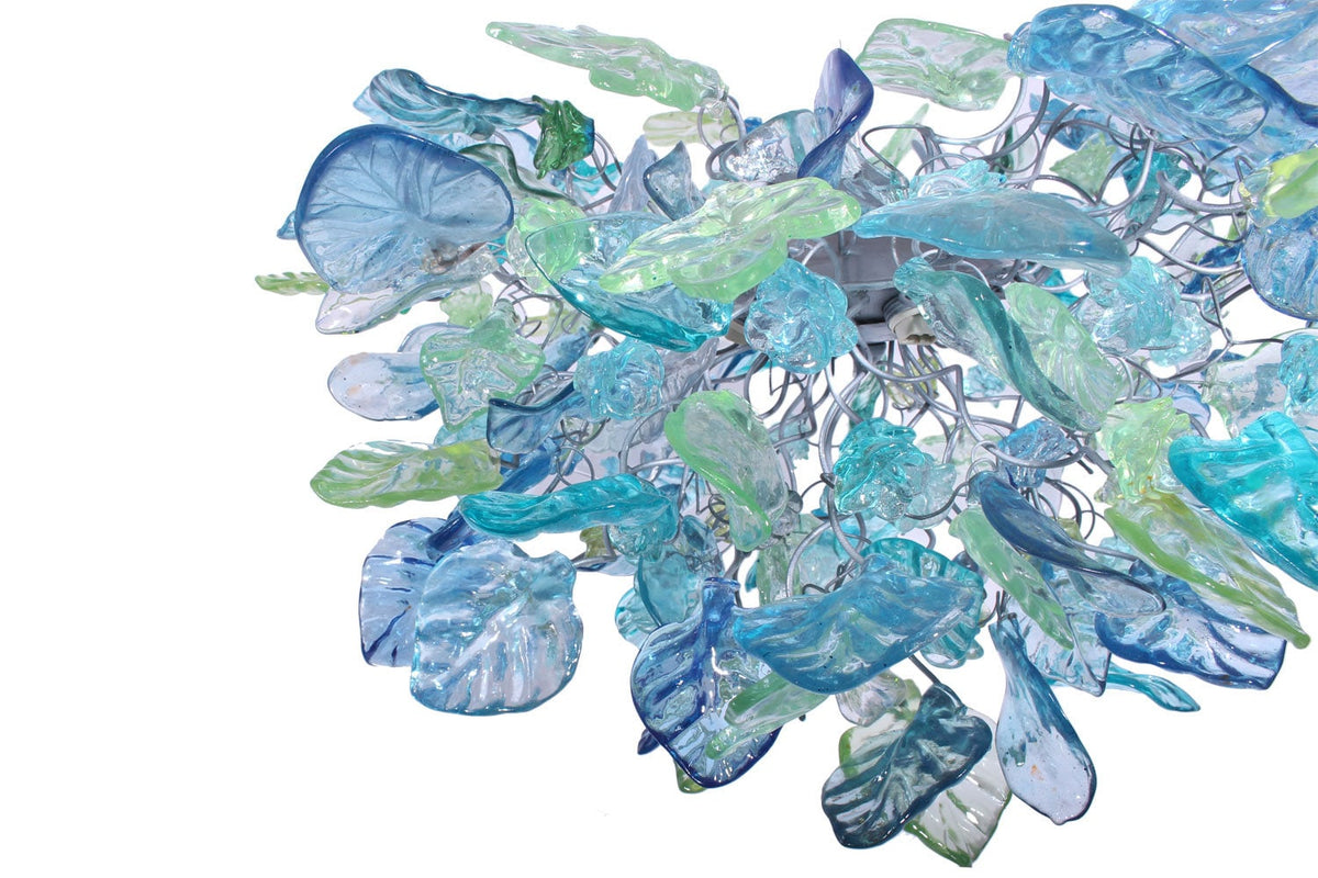 Unique lighting with Sea color flowers & leaves for Dining Room